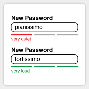 Music Password Pianissimo Fortissimo (Black Text) Magnet